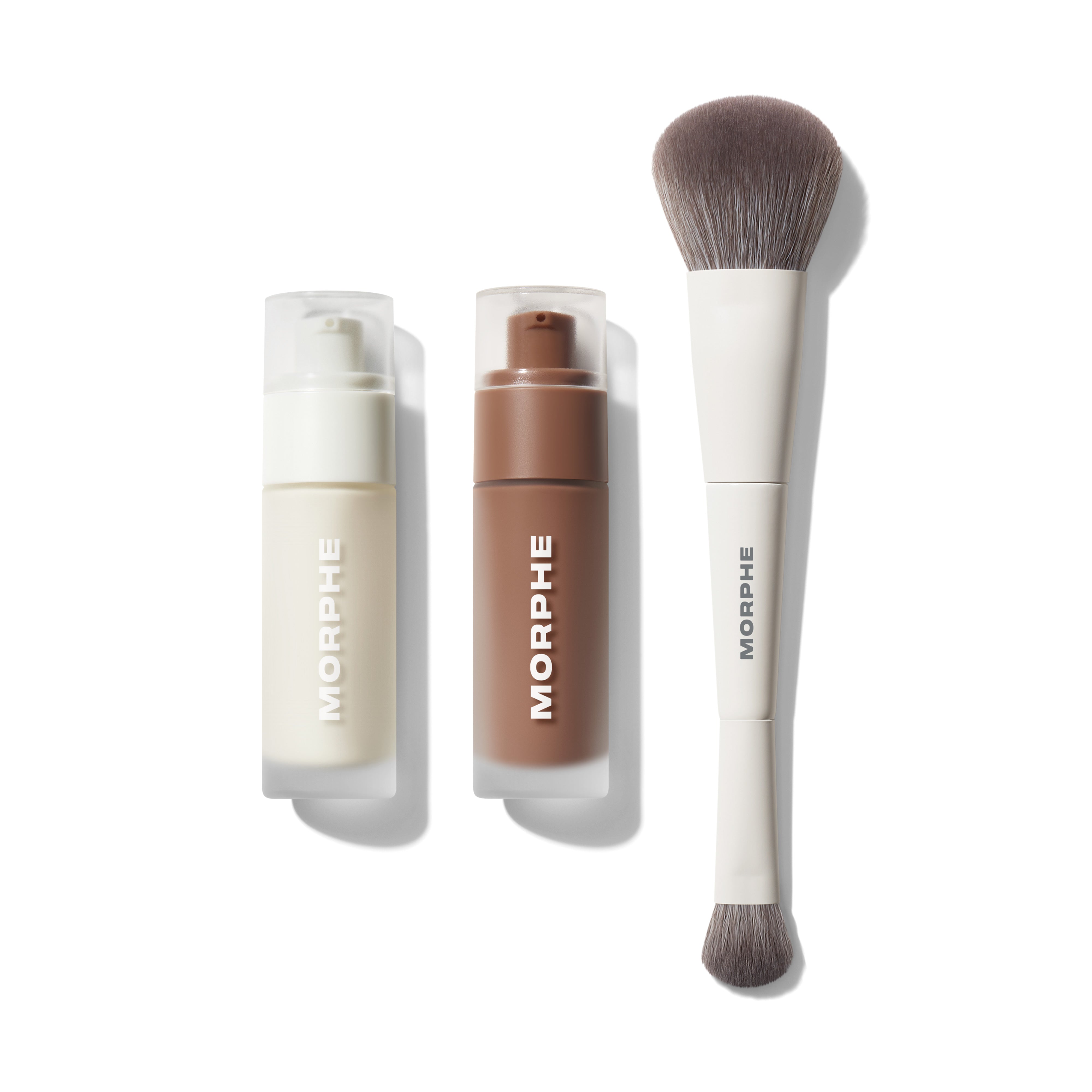 MORPHEメイクブラシセット  ロゴ ブロンズ色 木目調 Complexion Boost Bronze & Glow Bundle – MorpheEU