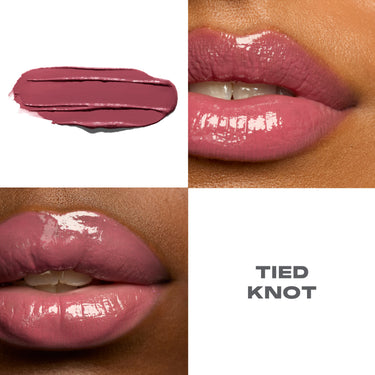{Tied Knot}
Lipstick swatch and application on lips with 