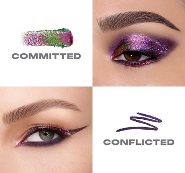 Mixed Signals Dual-Ended Cream & Liquid Shadow Stick - Committed / Conflicted - macro on figure  {Committed/Conflicted}