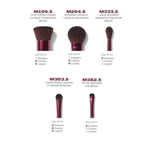 Set of makeup brushes with specifications on a white background-view-2