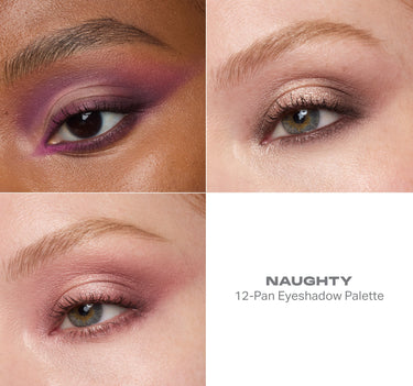 Close-up of eyes with different eyeshadow looks and 