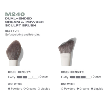 DUAL—-ENDED
CREAM & POWDER
SCULPT BRUSH
BEST FOR:

Soft sculpting and bronzing
