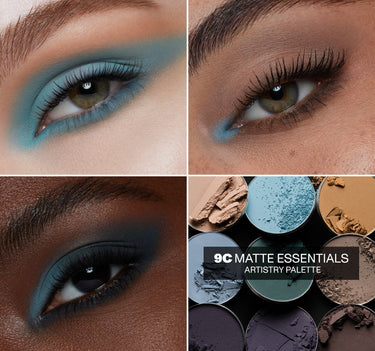 9C Matte Essentials Artistry Palette - eye macros on three different skin tones